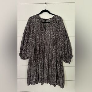 Banana Republic brown and white babydoll dress. NWT